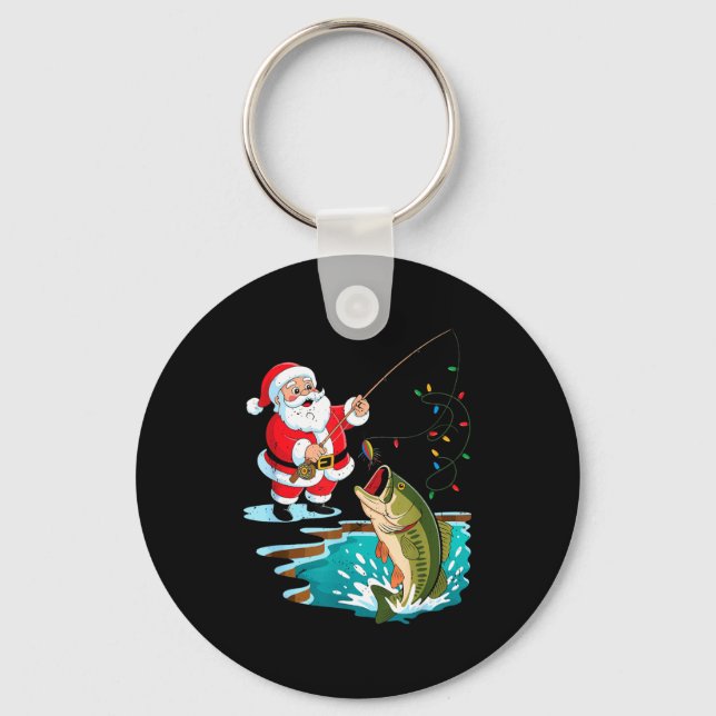 Santa Fishing Lure B Fish Christmas Pajamas Boy To Keychain (Front)