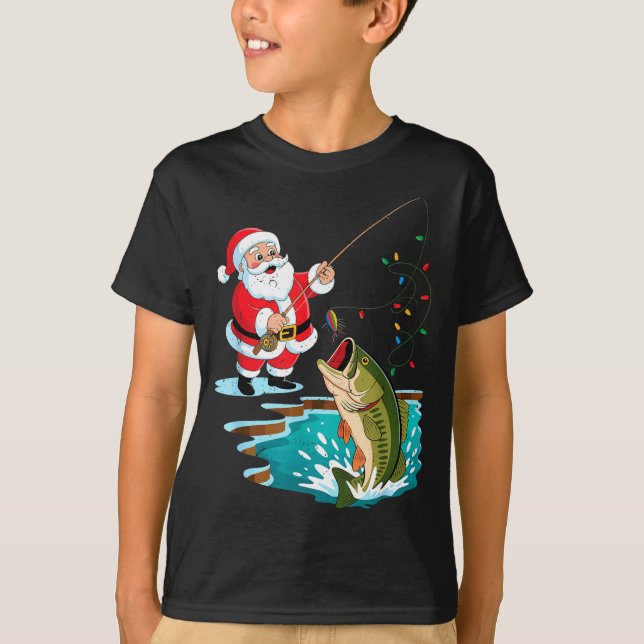 Santa Fishing Lure B Fish Christmas Pajamas Boy To T-Shirt (Front)