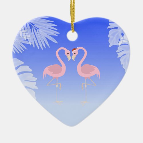 Santa Flamingo Beach Love Christmas Ornament