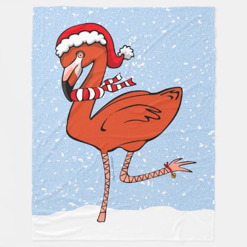 Santa Flamingo Fleece Blanket