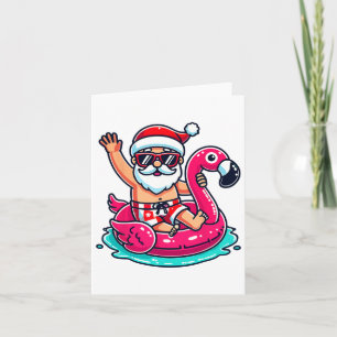 Santa Flamingo Floatie Beach Funny Christmas In Ju Card