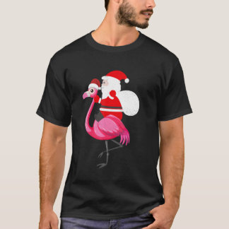 Santa Flamingo Floatie Funny Christmas July Summer T-Shirt