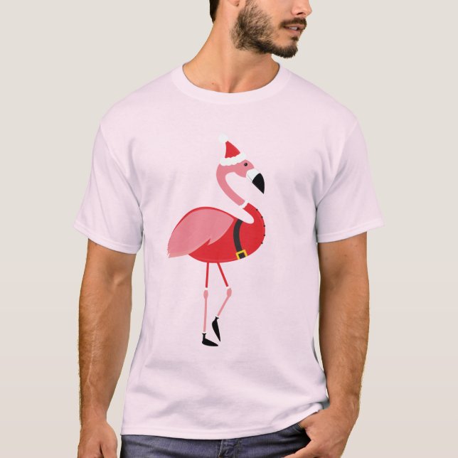 Santa Flamingo Fun Christmas T-Shirt (Front)