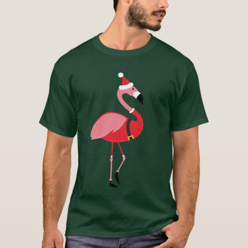 Santa Flamingo Fun Christmas T_Shirt