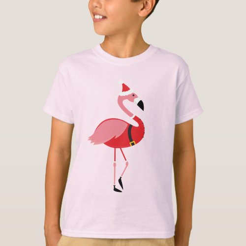 Santa Flamingo Fun Christmas T_Shirt