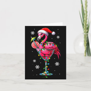 Santa Flamingo On Tail Gles Christmas Colorful Lig Card