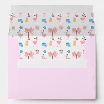 Santa Flamingo Pattern Fun Pink Tropical Christmas