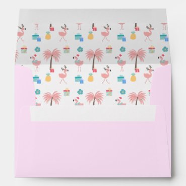 Santa Flamingo Pattern Fun Pink Tropical Christmas