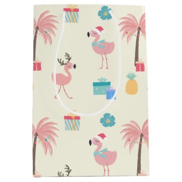 Santa Flamingo Pattern Fun Pink Tropical Christmas