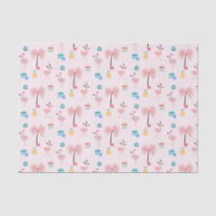 Santa Flamingo Pattern Fun Pink Tropical Christmas Tissue Paper