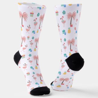 Santa Flamingo Pattern Fun Tropical Christmas