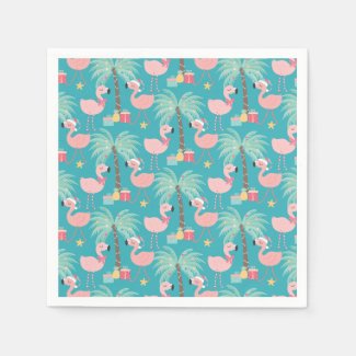 Santa Flamingo's - Fun Aqua Tropical Christmas