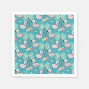 Santa Flamingo's - Fun Aqua Tropical Christmas Napkins