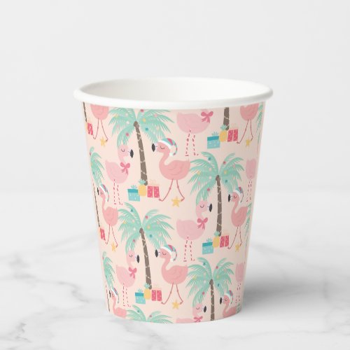 Santa Flamingos _ Fun Pink Tropical Christmas Pap Paper Cups