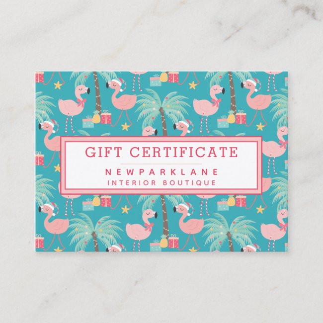 Santa Flamingo's - Teal Christmas Gift Certificate