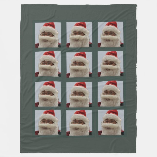 Santa Fleece Blanket Dark Green Background (Front)