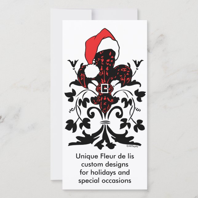 Santa Fleur de lis (red) Holiday Card (Front)