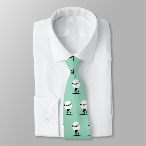 Santa Flies Over an Island Pattern _ Tie