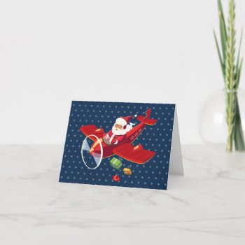Santa Flying Airplane Greeting Card by ChristmasTimeByDarla at Zazzle