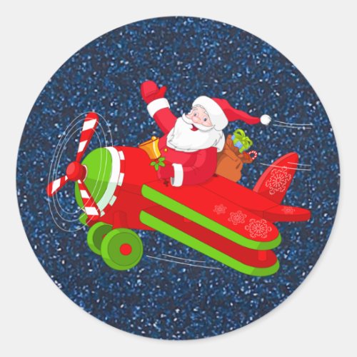 Santa Flying Airplane Stickers