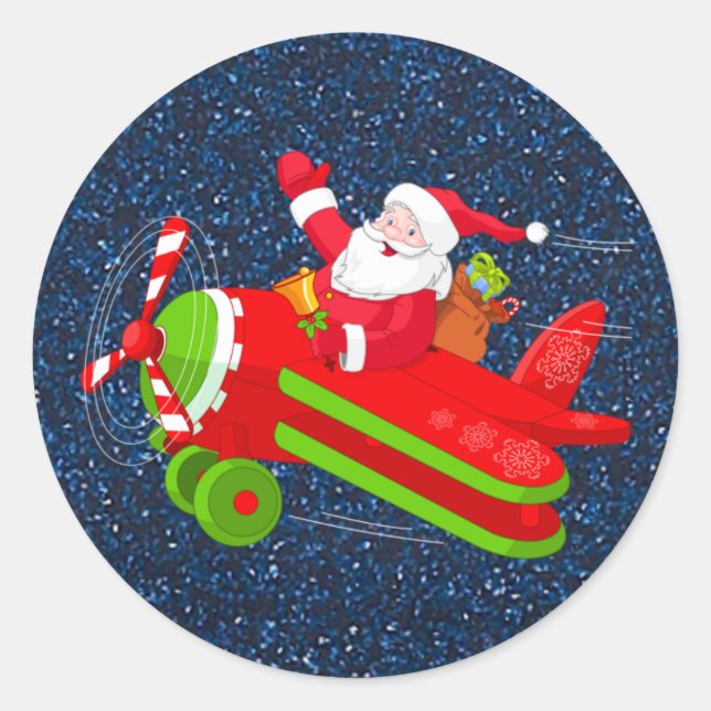 Santa Flying Airplane Stickers (Front)