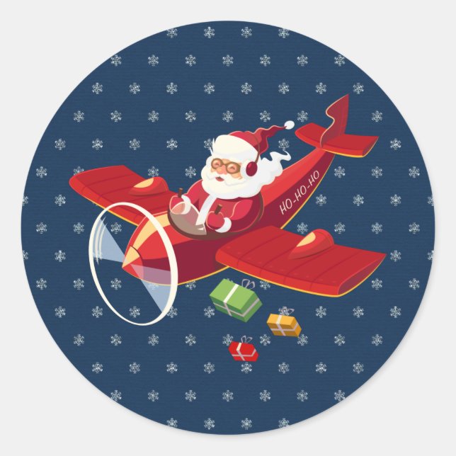 Santa Flying Airplane Stickers (Front)