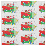 Santa Flying Airplane with Gifts Fabric
