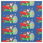 Santa Flying Airplane with Gifts Fabric