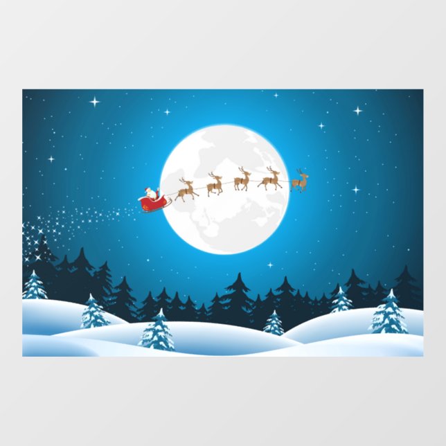 Santa Flying Sleigh Window Cling (Sheet)