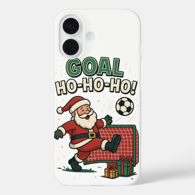 Santa Football Goal – Funny Christmas Soccer Case-Mate iPhone Case (Back)