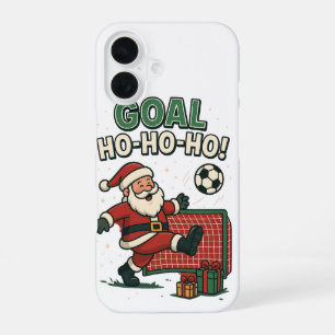 Santa Football Goal – Funny Christmas Soccer iPhone 16 Case