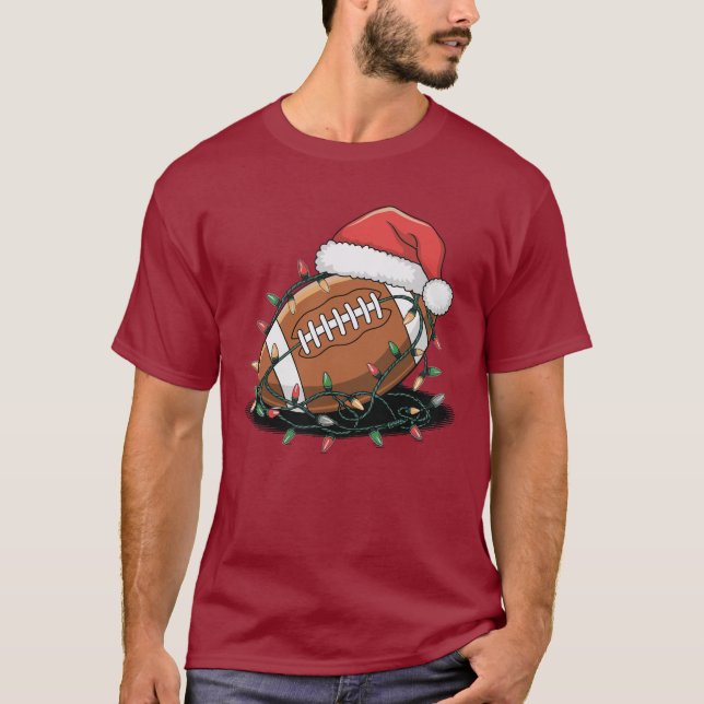 Santa Football Humor Christmas Football Women Men  T-Shirt (Front)