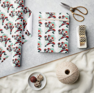 Santa Football Player Christmas Wrapping Paper