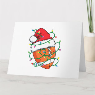 Santa Football Sports Ball Men Boys Christmas Xmas Card