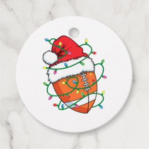 Santa Football Sports Ball Men Boys Christmas Xmas Favor Tags