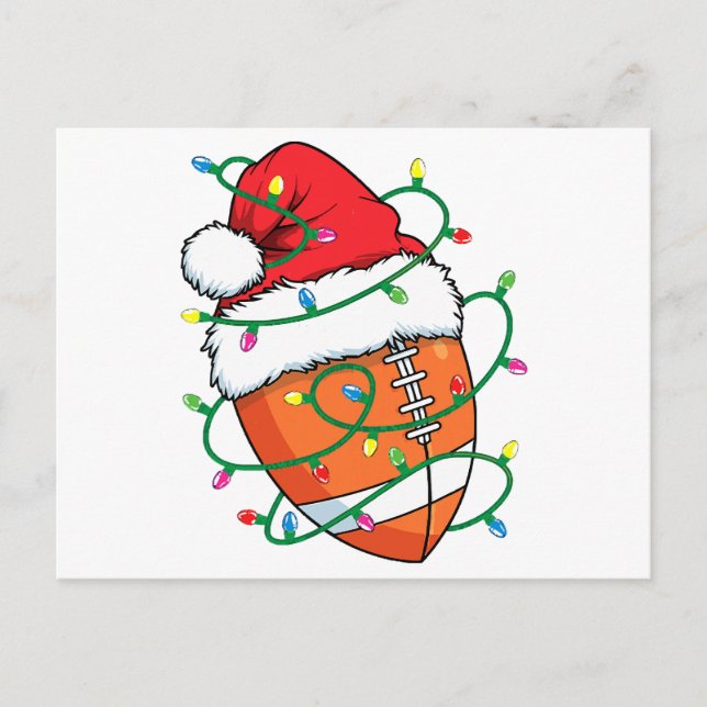 Santa Football Sports Ball Men Boys Christmas Xmas Holiday Postcard (Front)