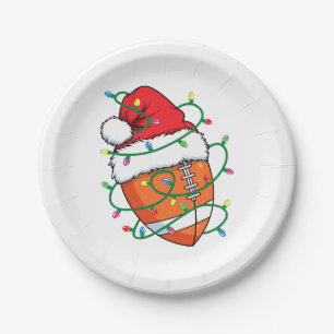 Santa Football Sports Ball Men Boys Christmas Xmas Paper Plates
