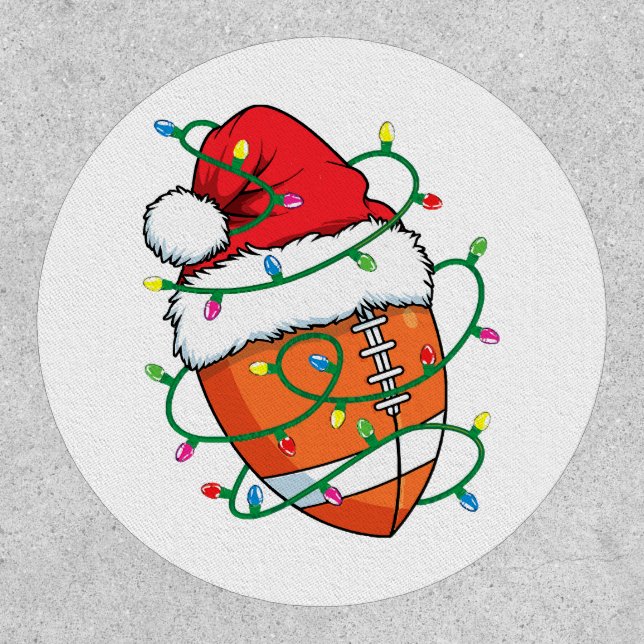 Santa Football Sports Ball Men Boys Christmas Xmas Patch (Front)