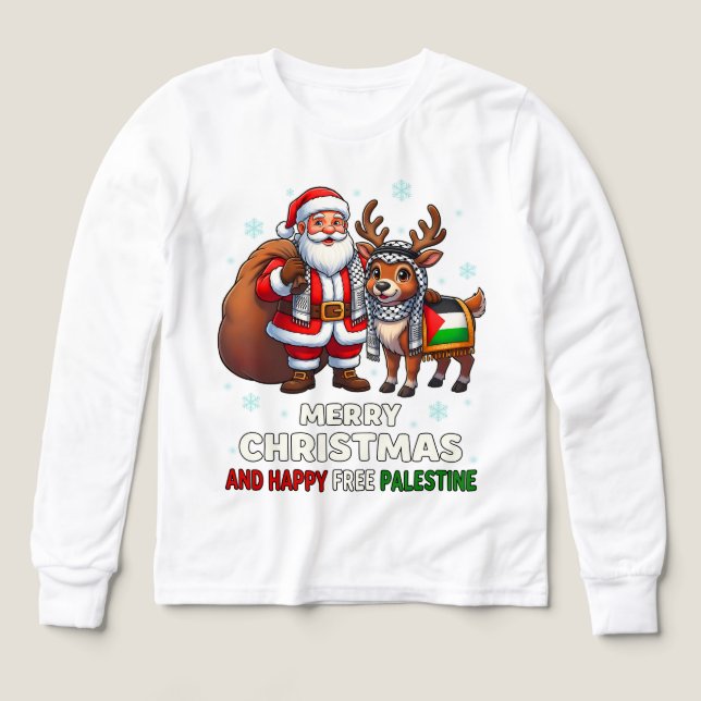 Santa for Palestine – Christmas Peace Tri-Blend Shirts (Design Front)