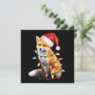 Santa Fox Christmas Light Fox Lover Christmas Gift Holiday Card
