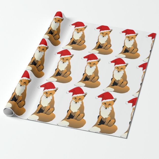 Santa Fox Wrapping Paper (Unrolled)