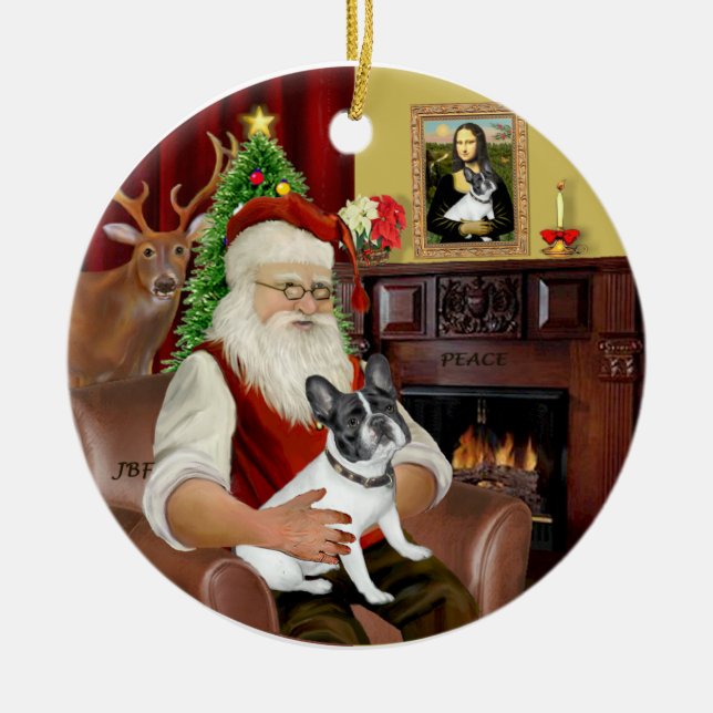Santa-French BD (BW14) Ceramic Ornament (Front)