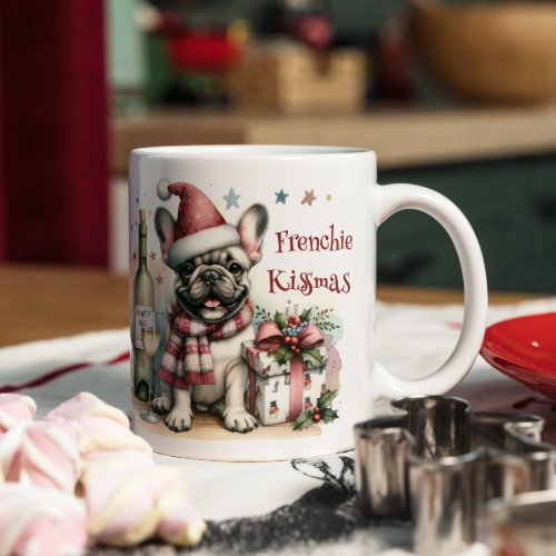 Santa French Bulldog Fun Festive Xmas Dog lover Two_Tone Coffee Mug