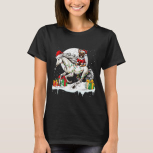 Santa French Bulldog Riding Horse Christmas Owner  T-Shirt
