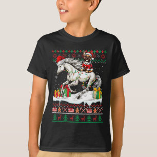 Santa French Bulldog Riding Horse Christmas Sweate T-Shirt