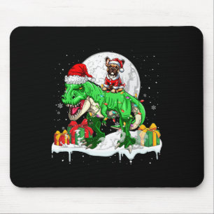 Santa French Bulldog Riding T-rex Christmas Owner  Mouse Pad