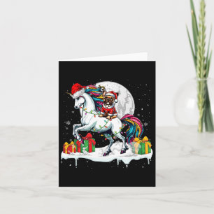 Santa French Bulldog Riding Unicorn Christmas Owne Card