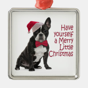 Santa Frenchie Christmas Ornament