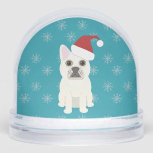 Santa Frenchie, Snowflakes Blue Snow Globe