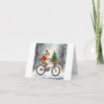 Santa Frog Christmas  Card<br><div class="desc">Gift something unique this year and send your friends and family this awesome Santa Frog Christmas Card with a cool frog riding a bicycle in the snow and wearing a Santa Hat! Creating lasting memories from Up On the Mountain!</div>